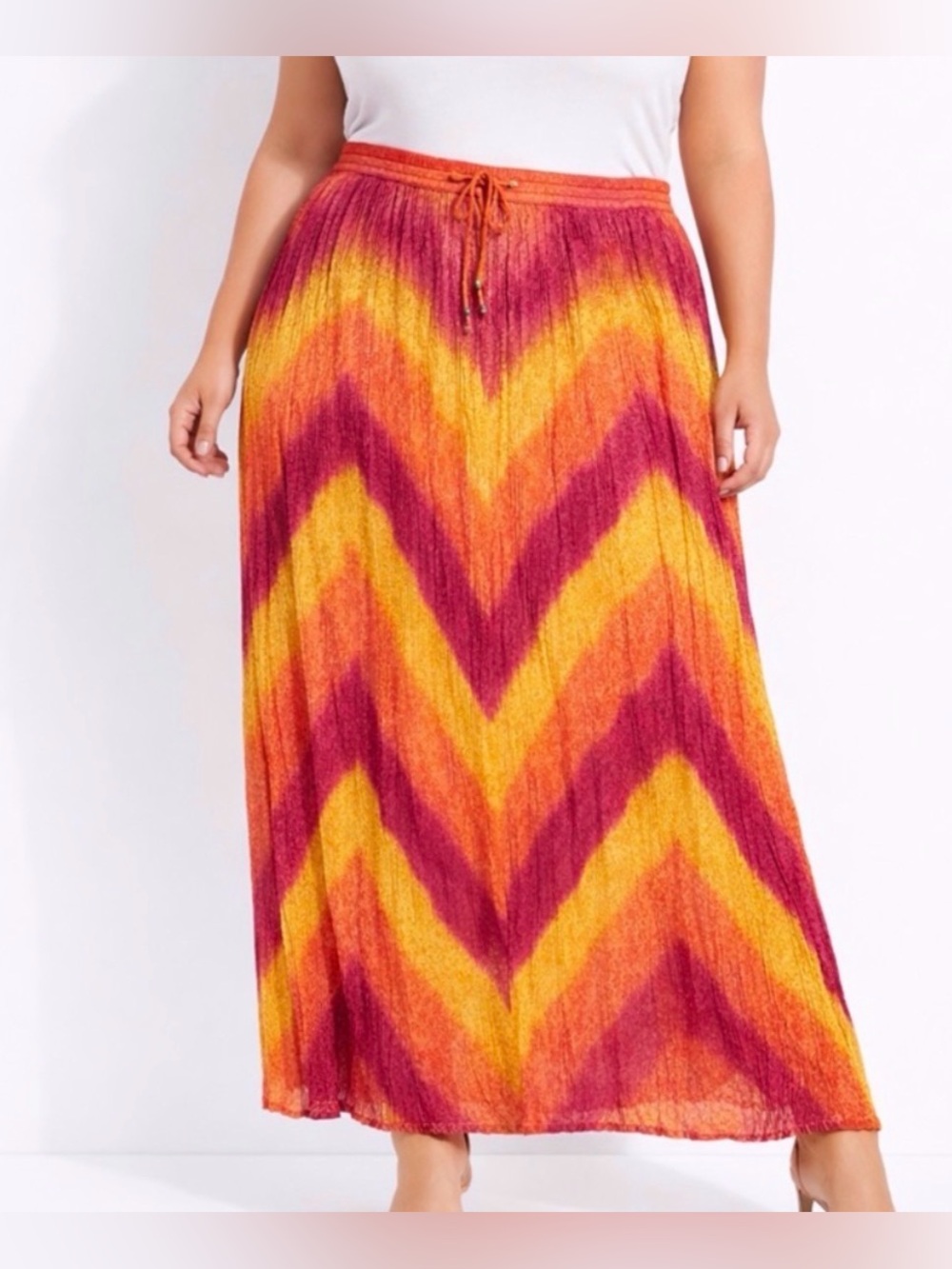Shopping with Anthony women’s size 1X Chevron Maxi Skirt Fuchsia Orange(A523)✨